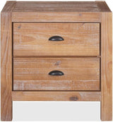 Montauk 2-Drawer Bedside Nightstand, Solid Wood with Rustic Walnut Finish