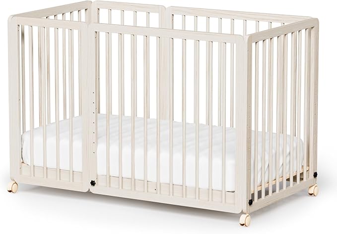 8-in-1 Convertible Crib with 2" Mattress, Convert from Bassinet, Mid Crib to Full Size Crib