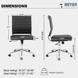 Armless Office Desk Chair, Mid Back Ergonomic Swivel Conference Room Chair