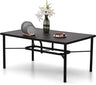 Metal Steel Slat Dining Rectangle Table with Adjustable Umbrella Hole