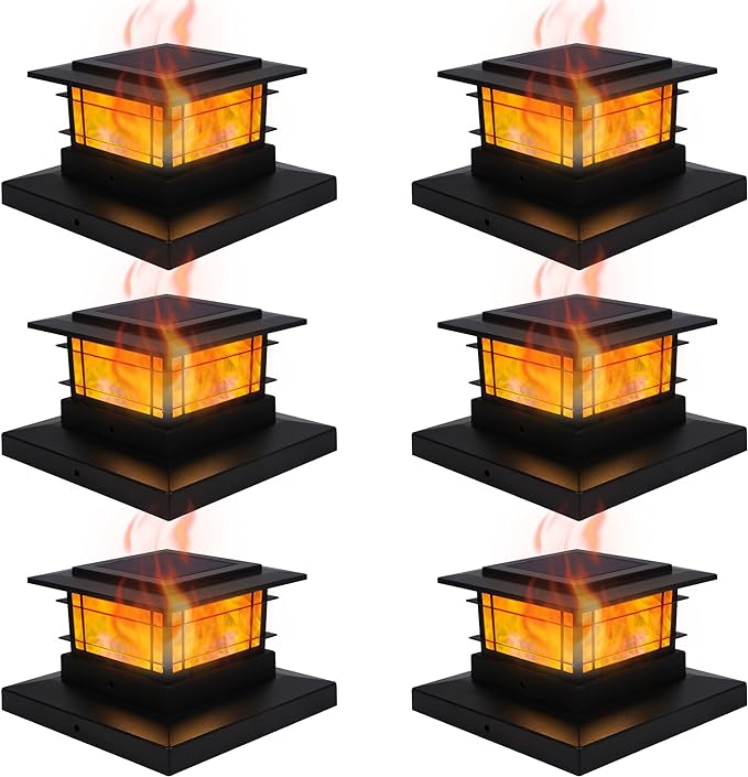 6 Pack Solar Post Lights Outdoor, Solar Powered for Fence Post