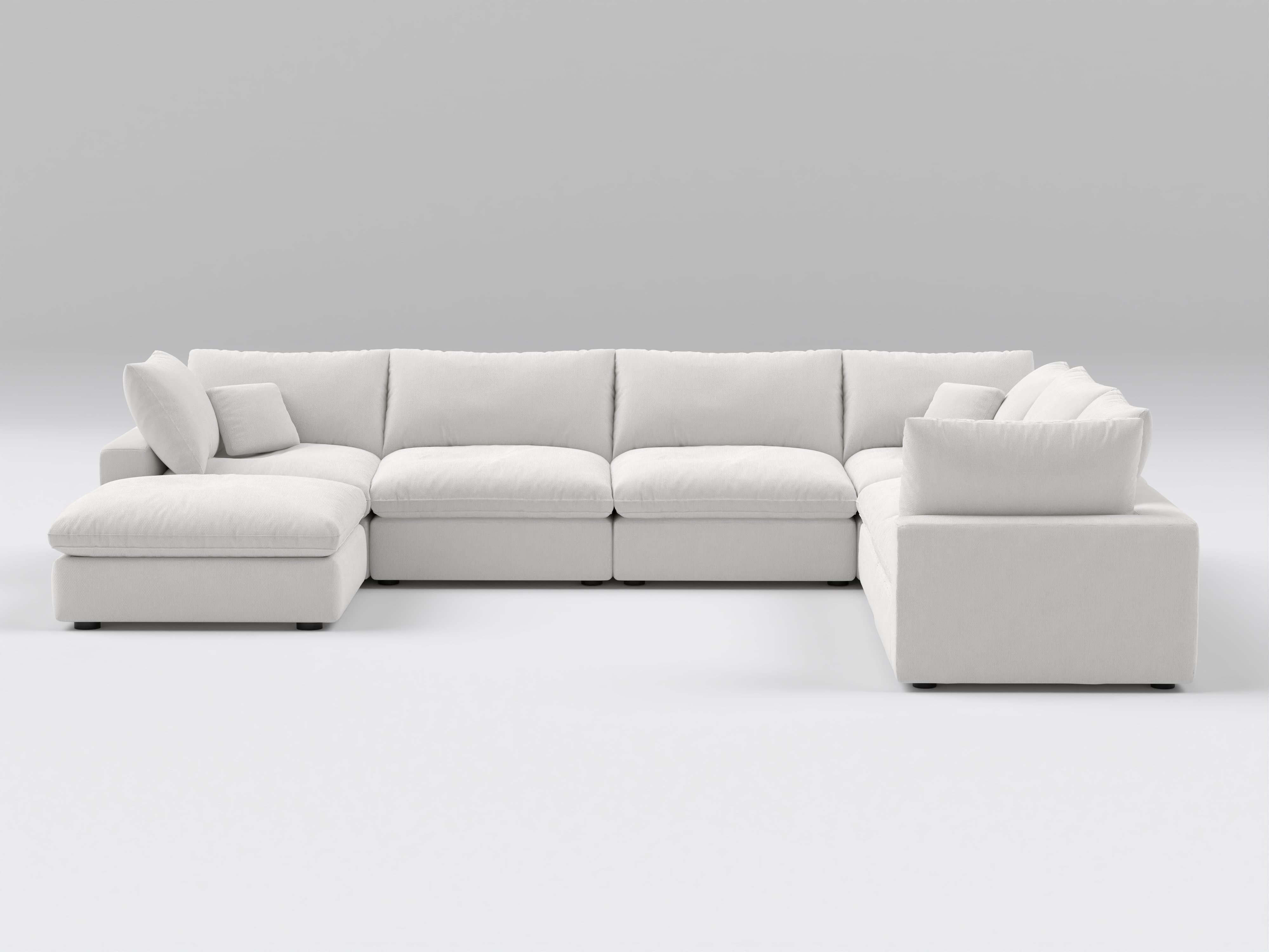7-Piece Modular Sectional Sofa with Ottoman - Plush Down-Blend Cushions