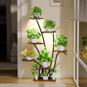 7-tier corner plant stand with grow lights for indoor gardens