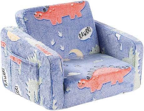 Kids Sofa Couch Fold Out, Baby Toddler Comfy Soft Chair for Boys Girls