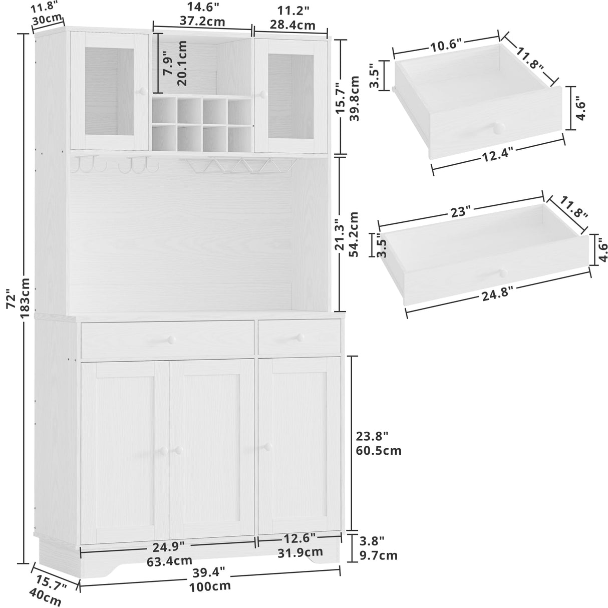 Kitchen Pantry Storage Cabinet 72" Height with Doors, Drawer, Adjustable Shelves,