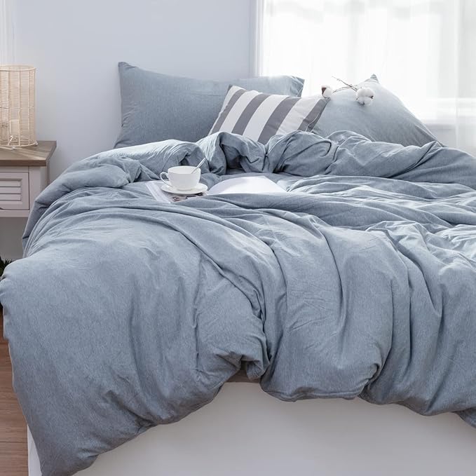 100% Jersey Knit Cotton Duvet Cover Set T-Shirt Feel Bedding Set Ultra Soft Wrinkle-Free (Mocha Brown, King)