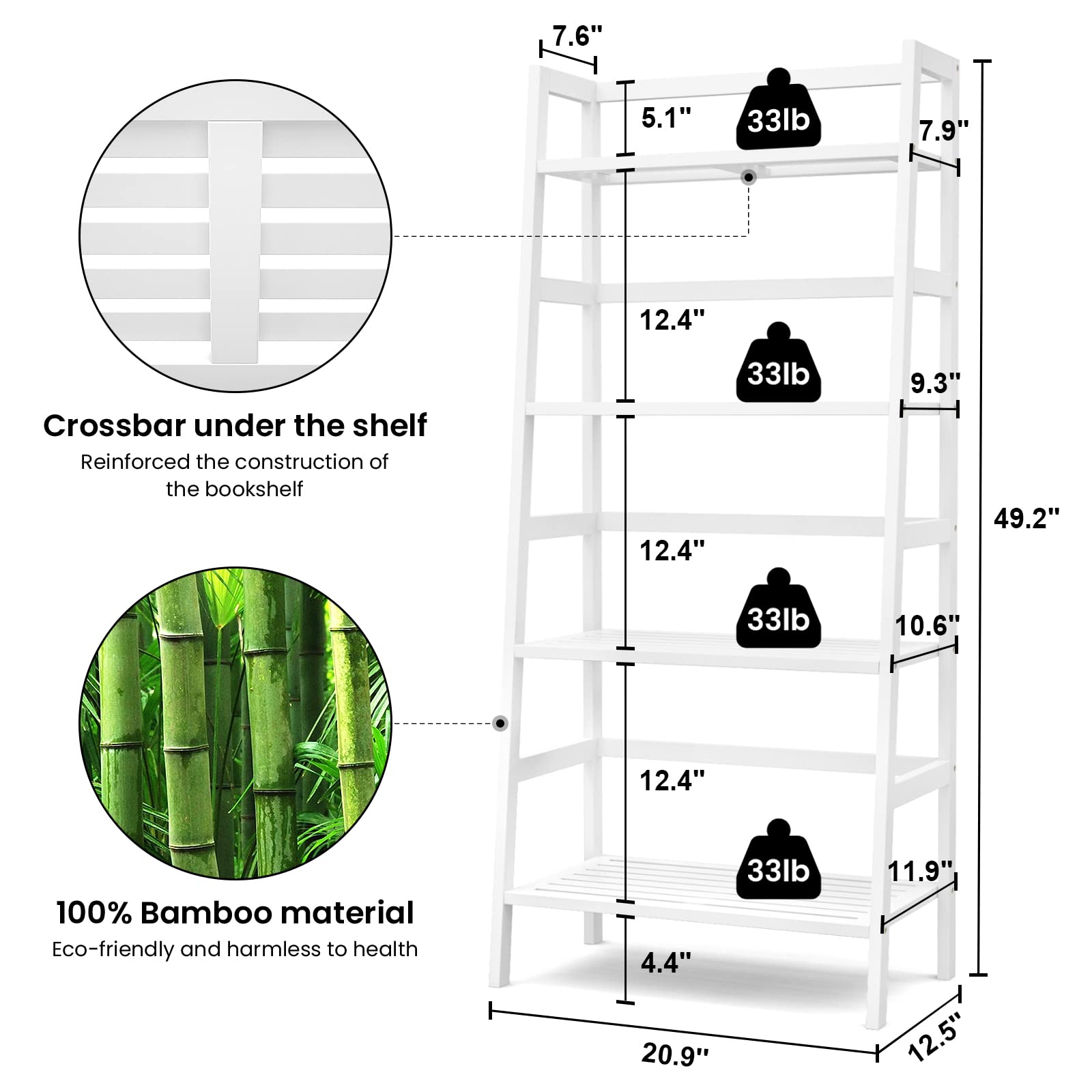 ZenLuxe 4-Tier Bamboo Ladder Shelf Bookshelf & Storage Rack