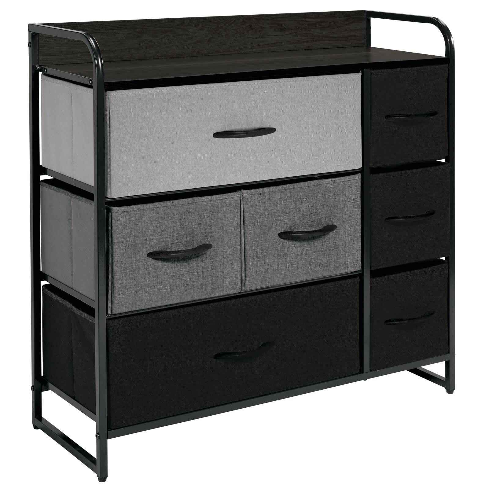 30.9" High Steel Frame/Wood Top Storage Dresser Furniture Unit with 7 Removable Fabric