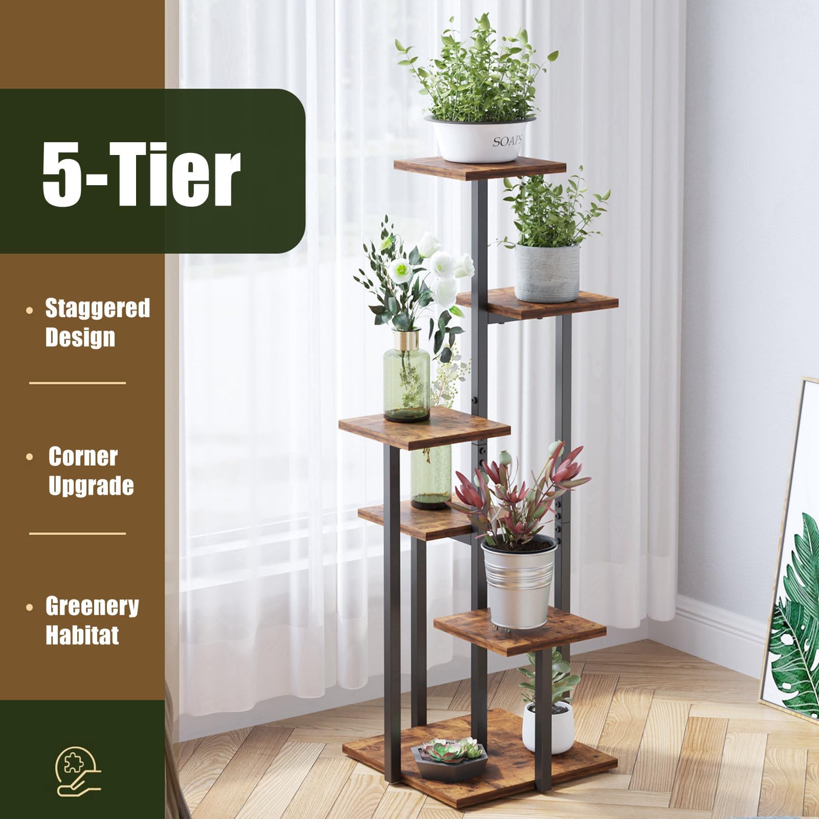 PlantHaven 5-Tier Space Saving Indoor Plant Stand