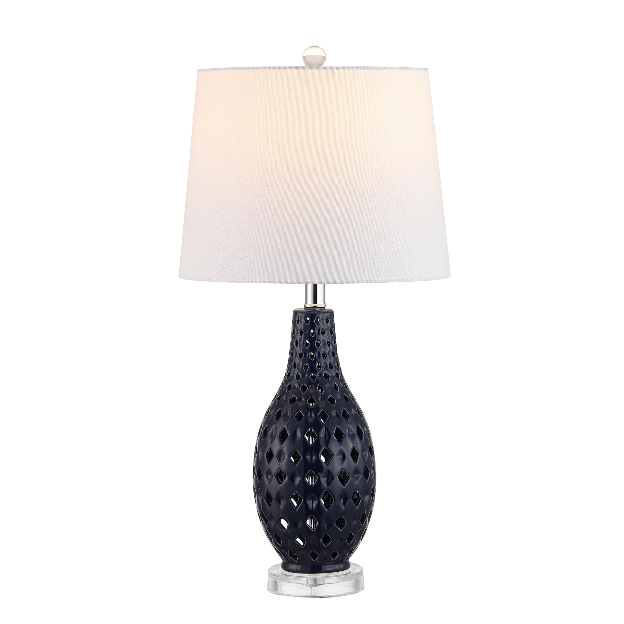 Lighting Collection Harlem Trellis Navy Ceramic 26-inch Bedroom