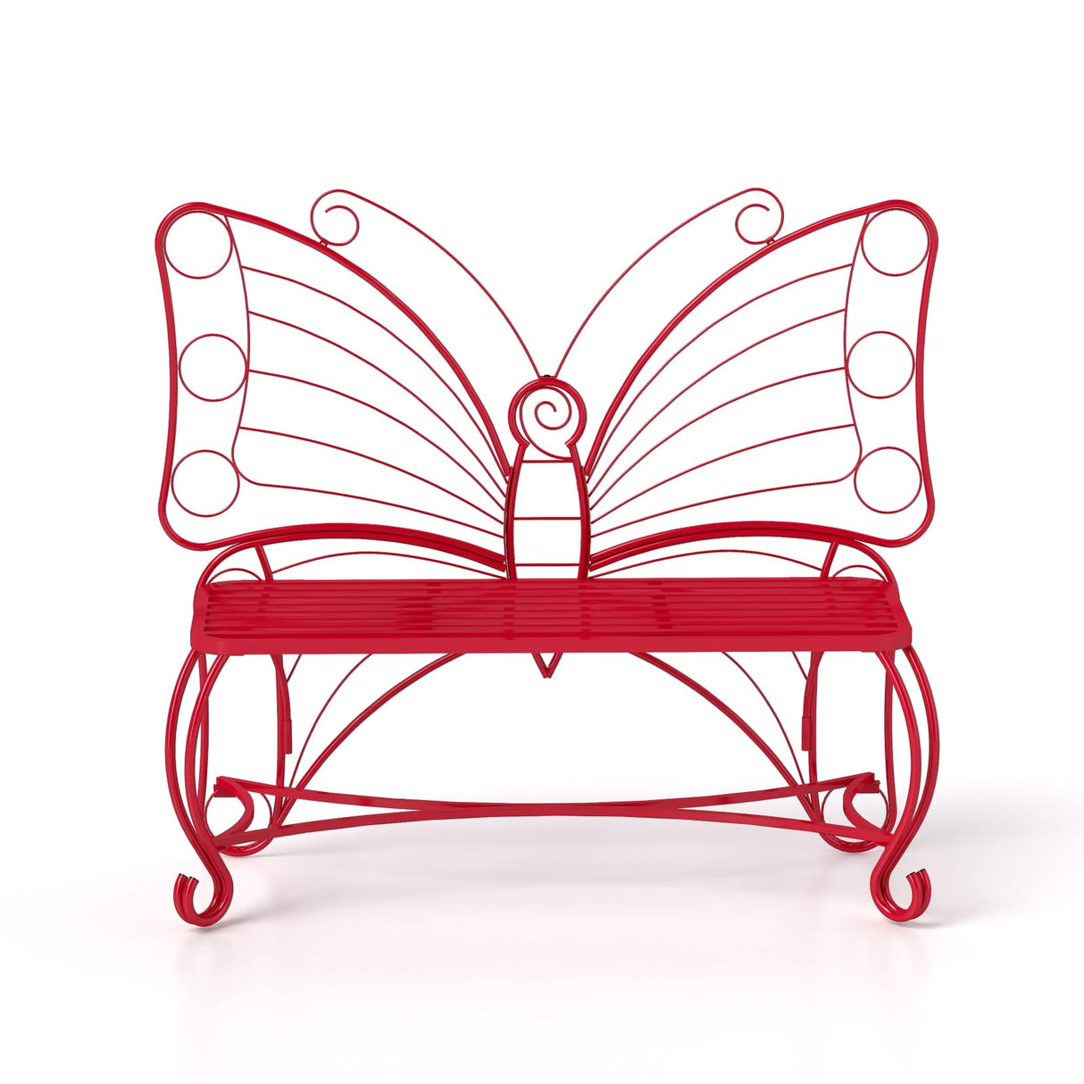 Butterfly Garden Bench, Double Seats Outdoor Bench, Black Patio Bench