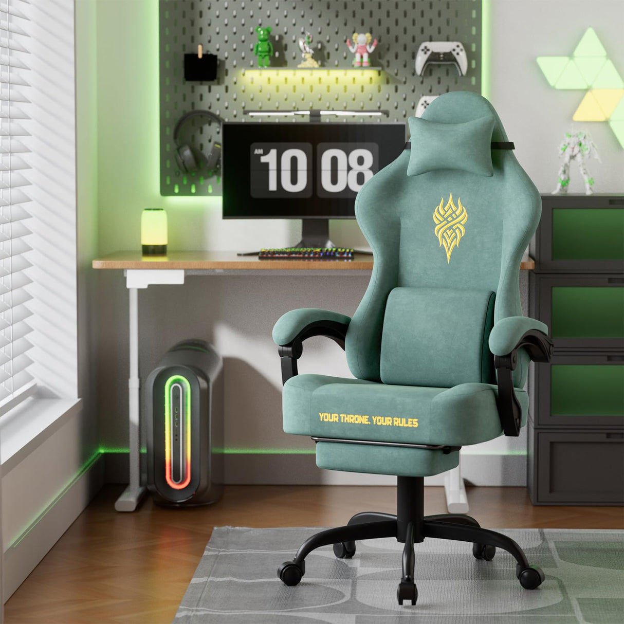 Ergonomic Gaming Chair with Footrest & Massage Lumbar Support