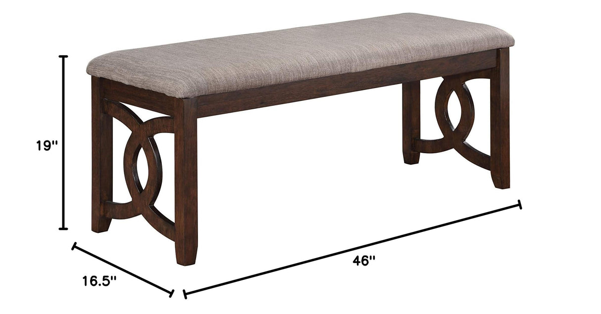 Gia Upholstered Dining Bench, Cherry Brown