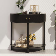 Fluted Half Moon Console Table with Storage