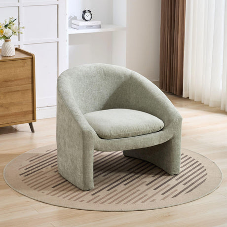 Green Accent Chair Modern Barrel Accent Chair Chenille Fabric Oversized Armchair Comfy Upholstered Single Sofa Chair for Living Room Bedroom Apartment Lounge