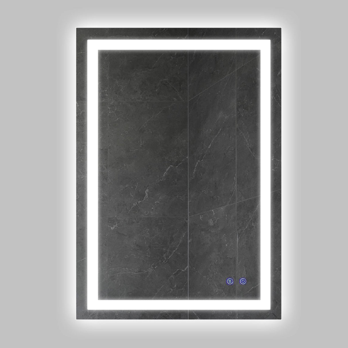 24 x 36 Inch Frameless LED Illuminated Bathroom Wall Mirror, Touch Button Defogger,