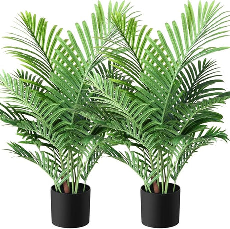 Fopamtri Fake Majesty Palm Plant 3 Feet Artificial Majestic Palm Faux Ravenea Rivularis in Pot for Indoor