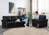 2 Piece Living Room Furniture Set,Chesterfield Faux Leather Sofa Couch Set