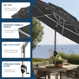 9 FT 3 Tiers Aluminum Outdoor Patio Umbrella, 5-YEAR Fade-Resistant Outdoor Market Table Umbrella