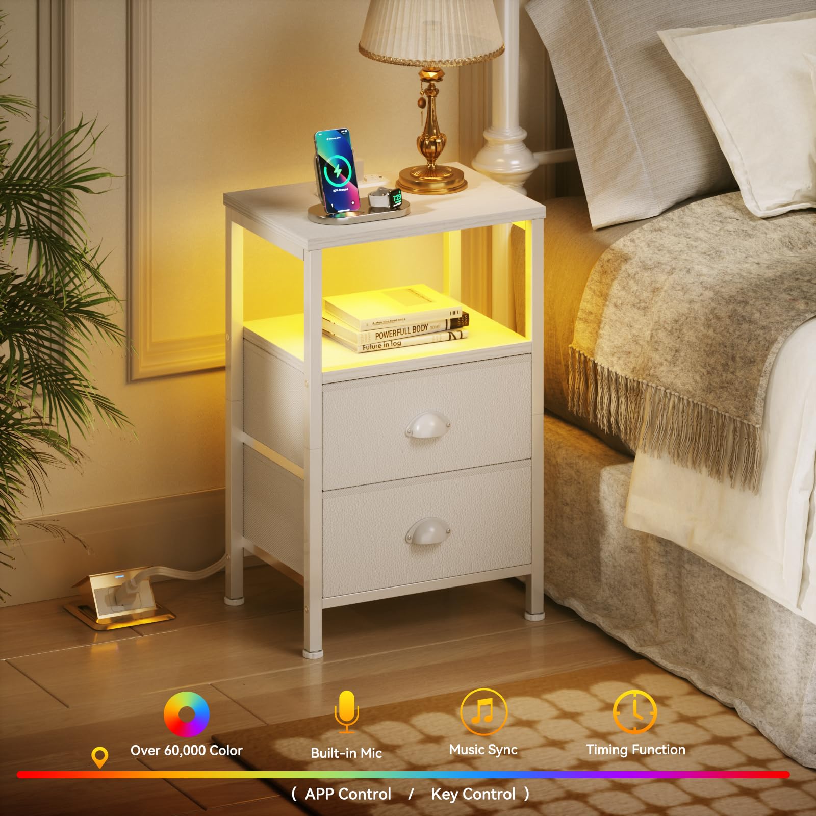 Nightstands Set of 2, End Tables Set