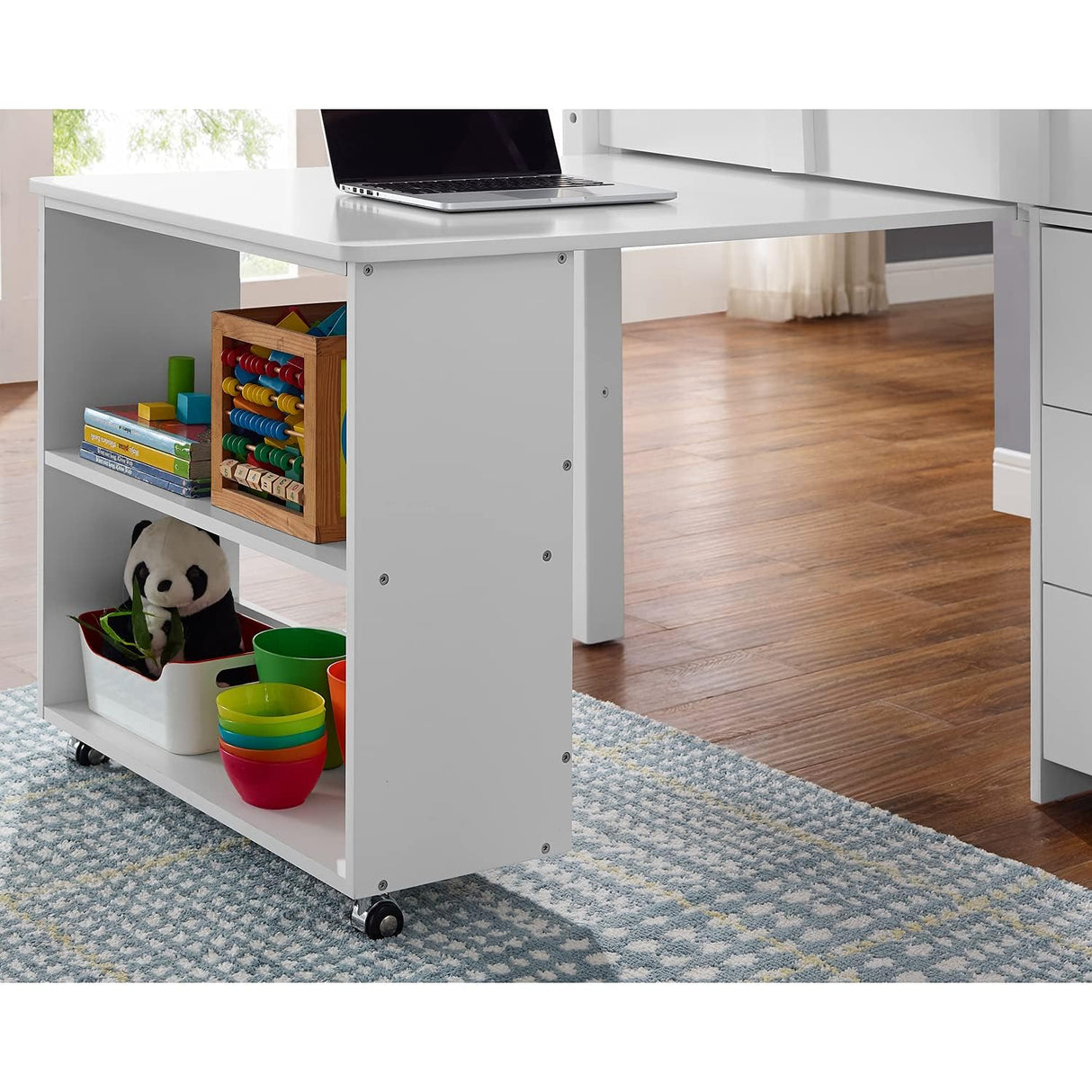 Naomi Twin Size Loft Bed with Storage, Desk, Cabinet Ladder, Low Study Pine Wood for