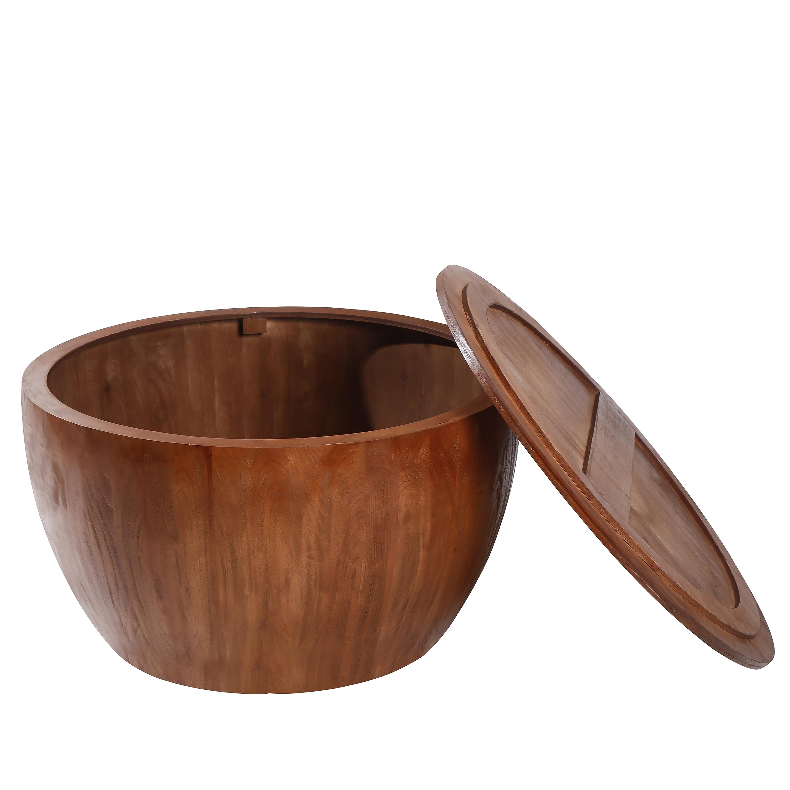 31.50" Vintage Style Bucket Shaped Coffee Table, Drum Coffee Table for Office