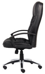 Office Products High Back LeatherPlus Chair with Chrome Base in Black