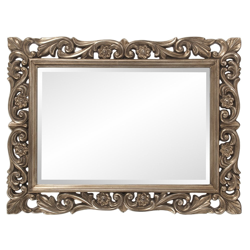 Rectangular Hanging Wall Mirror, Scroll Work Frame