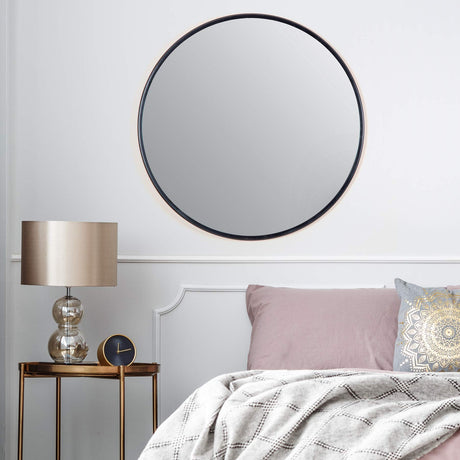 Black Metal and Glass Wall Mount Modern Mirror