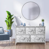 Dresser with 5 Drawers - Storage Chest Organizer Unit with Steel Frame