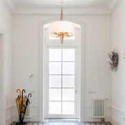Gold Chandelier, 4 Light Gold Drum Chandelier with Fabric Shade, Modern Chandelier