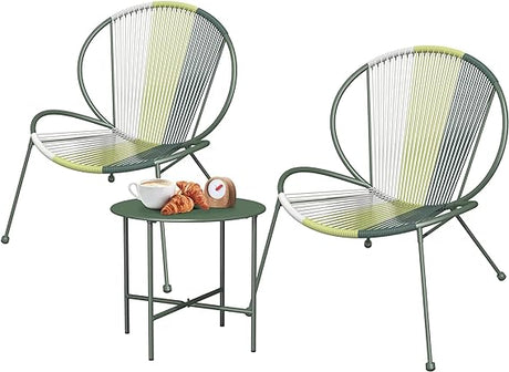 3-Piece Outdoor Acapulco Chair Set Patio Conversation Low Seat Bistro Sets