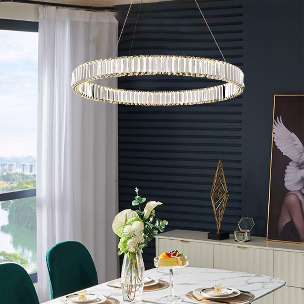 Dining Room Villa Designer Chandelier,Led Light Golden Modern Living Room Crystal