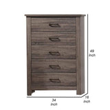 Soma 49 Inch Rustic 5 Drawer Tall Dresser Chest, Bar Handles