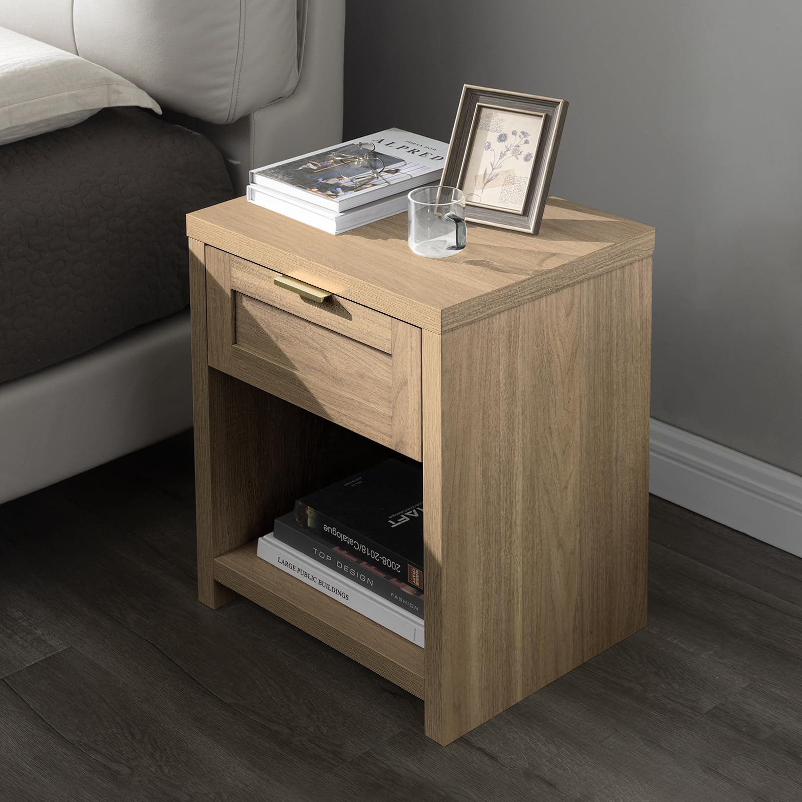 Night Stand Set 2, Boho End Table with Drawer