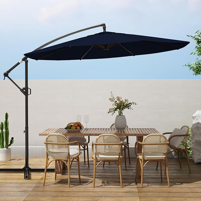 10ft Patio Umbrellas Offset Outdoor Cantilever Hanging Umbrella w/Infinite Tilt