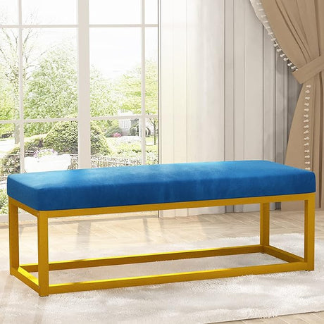 Upholstered Ottoman Bench Velvet Shoe Entryway Bedroom Bench, Modern Foot Rest