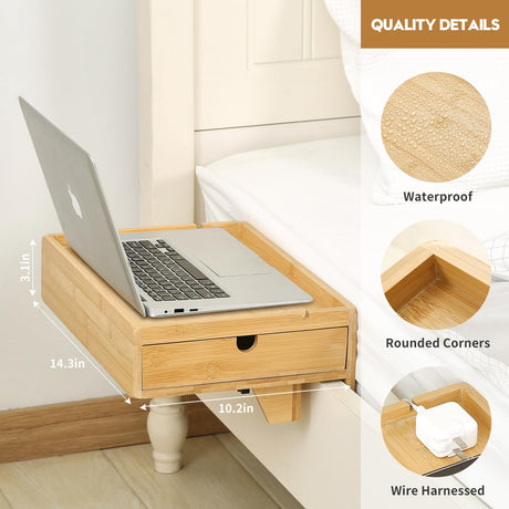 Bedside Shelf with Two-Way Drawer, Bedside Organizer for Loft Bed