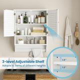 Bathroom Cabinet Wall Mounted - Hanging Medicine Cabinet with 2 Louvered Doors,