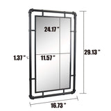 29" Rectangle Industrial Black Metal Pipe Wall Mirror