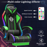 Ergonomic Gaming Chair with Massage, Bluetooth Speakers & LED Lights