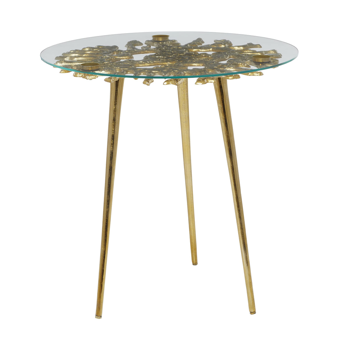 Aluminum Metal Side End Accent Table End Table with Clear Glass Top