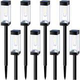 Pathway Lights 8 Pack Solar Outdoor Lights, Upgraded Stainless Steel Garden Lights