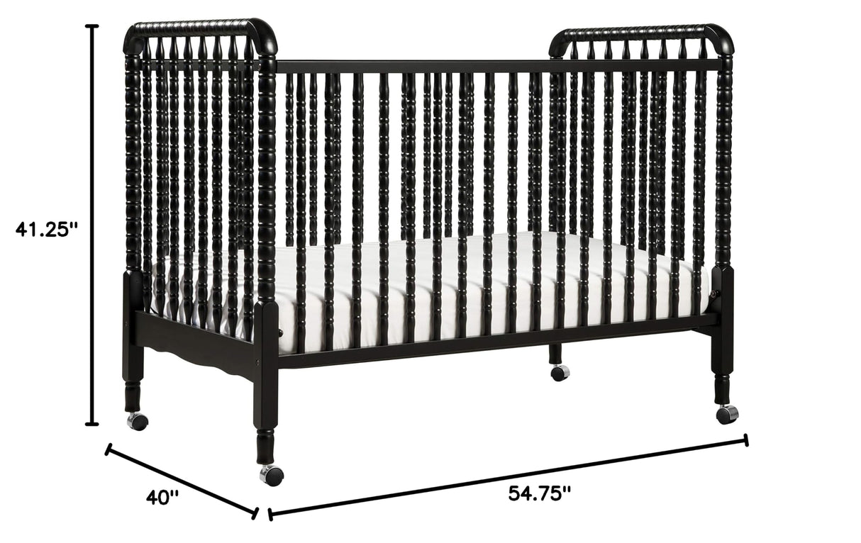 DaVinci Jenny Lind 3-in-1 Convertible Crib in Ebony, Removable Wheels, Greenguard Gold Certified