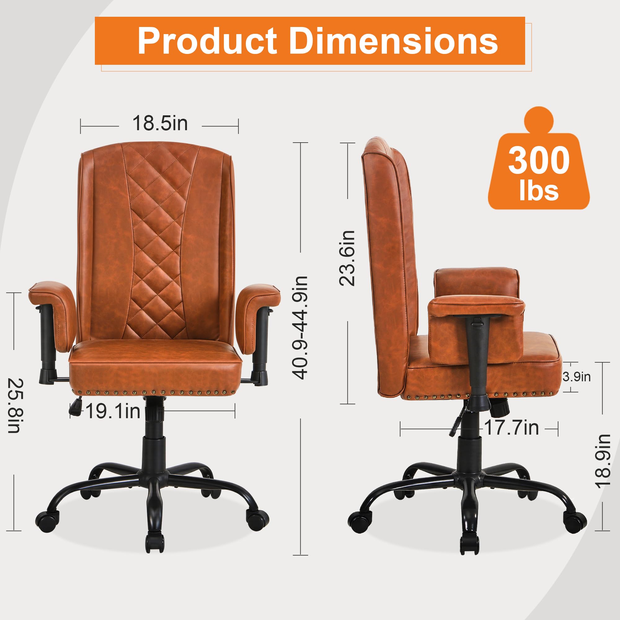 Ergonomic Office Chair with High Backrest and Adjustable Armrests