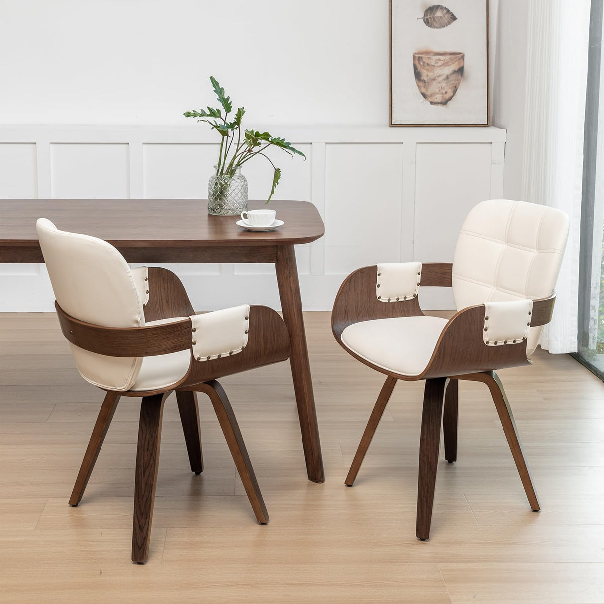 Mid Century Modern Dining Chairs with Arms and Curved Back,Versatile/Conference Room