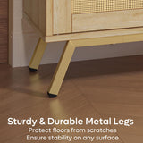 80 Inch Natural Rattan TV Stand with LED Lights