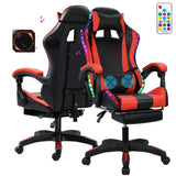 Gaming Chair with Bluetooth Speakers and LED Lights - Ergonomic High Back with Massage and Lumbar Support