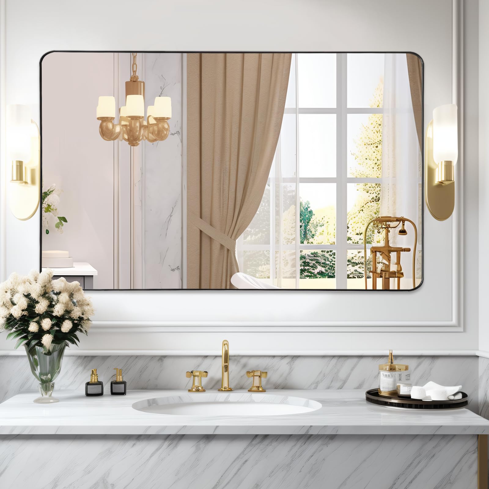 Bathroom Mirror  Black Wall Mirror, Matte Black Bathroom