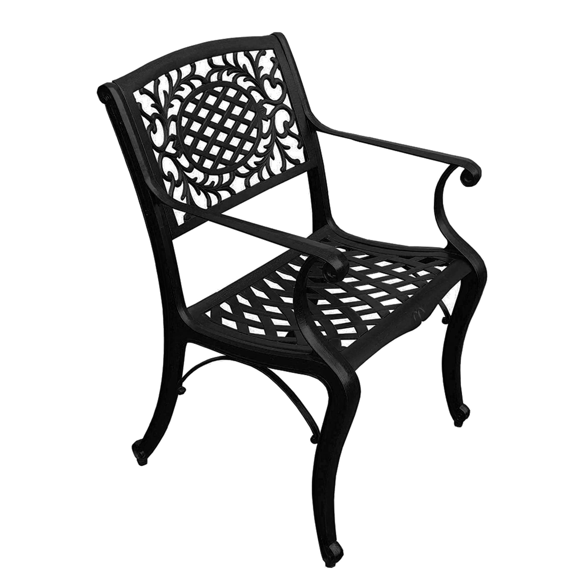 1827-2777(6)-LBK Modern Ornate Outdoor Mesh Aluminum 68-in Black Rectangular